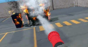 סימולטור מציאות מדומה לכיבוי אש ע"י מזנק בארון גלגלון